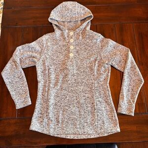 Columbia Women's Gray Hooded Big Button Pullover Size Medium